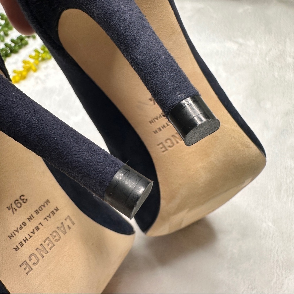 L'Agence Eloise Suede Leather Pumps Heels in Navy Blue Women's EU 39.5/ US 9.5 - Picture 7 of 13